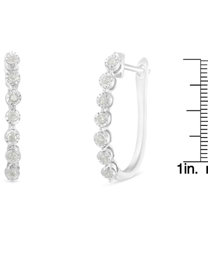 .925 Sterling Silver 1/2 cttw Miracle-Set Diamond 7 Stone Hoop Earrings (I-J Color, I3 Clarity)