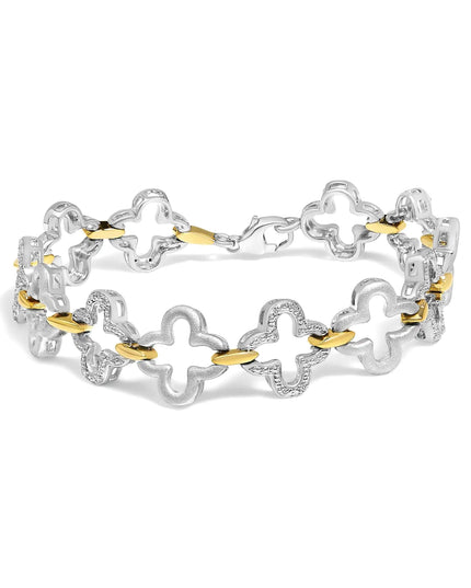 .925 Two-tone Sterling Silver 1/10 Cttw Natural Round Diamond Fashion Tennis Bracelet (I-J Color, I1-I2 Clarity) - 7"