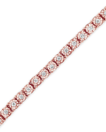 .925 Sterling Silver 1.0 Cttw Miracle-Set Diamond Round Faceted Bezel Tennis Bracelet (I-J Color, I3 Clarity)