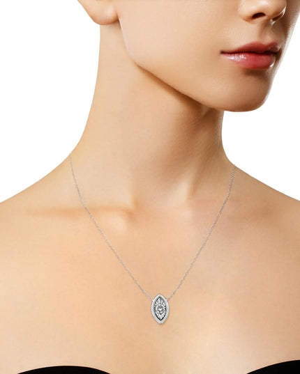 10K White Gold 1/10 Cttw Miracle Set Round-Cut Diamond 18" Pendant Necklace - Choice of Shape