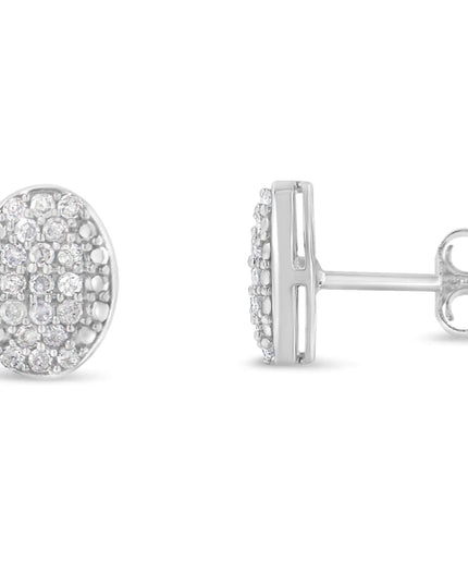 Sterling Silver Round Diamond Oval Cluster Earrings (1/2 cttw, I-J Color, I2-I3 Clarity)