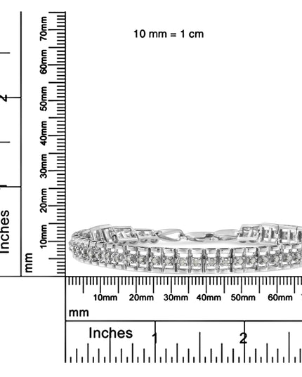 .925 Sterling Silver Diamond Double-Link 7" Tennis Bracelet (I-J Color, I3 Clarity)