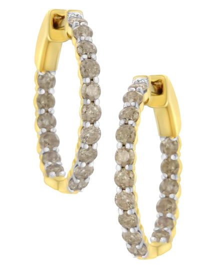 10K Yellow Gold Plated Sterling Silver Diamond Hoop Earrings (2 cttw, K-L Color, I2-I3 Clarity)