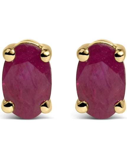 14K Gold Oval Cut Gemstone Birthstone 5x3 mm Stud Earrings
