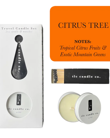 Travel Candle with Matches - Citrus Tree