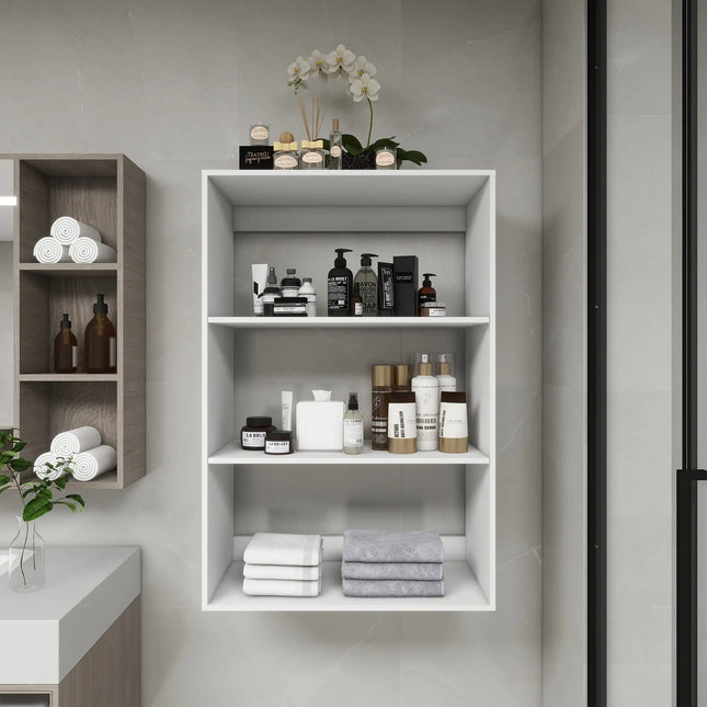 White Modular Wall-Mounted Closet System – 31.49"W × 16.04"D × 47.24"H, Wooden Walk-In Organizer with Shelves for Bedroom or Bathroom