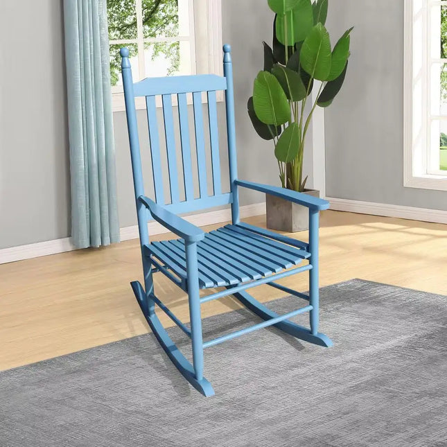 Blue Wooden Porch Rocker Chair