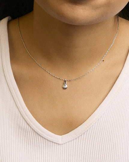 .925 Sterling Silver 1/10 Cttw Lab Grown Diamond Love Knot Solitaire Pendant Necklace - Size 18 Inches