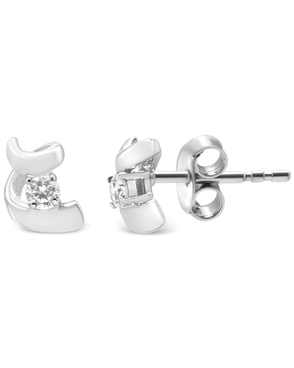 .925 Sterling Silver Round Cut Diamond Fashion Earrings (0.10 cttw, I-J Color, I2-I3 Clarity)