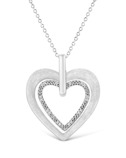 .925 Sterling Silver Prong-Set Diamond Accent Double Heart 18" Pendant Necklace (I-J Color, I1-I2 Clarity)