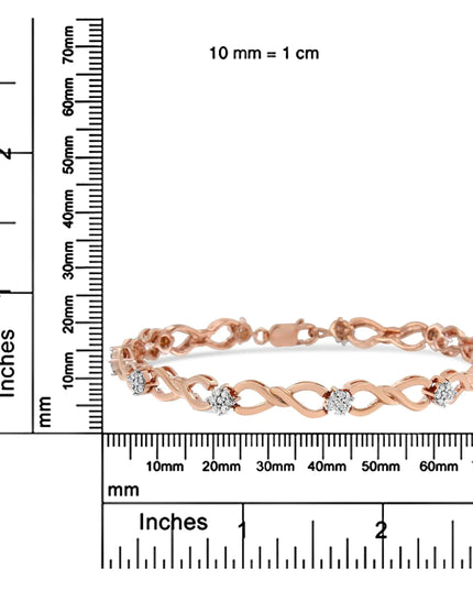 10K Rose Gold Plated .925 Sterling Silver 1/2 Cttw Diamond Infinity Link Tennis Bracelet (H-I Color, I2-I3 Clarity) -7”