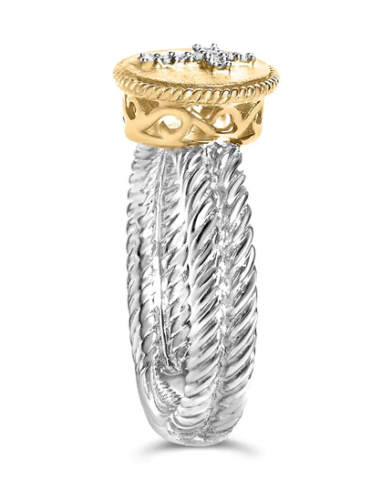 18K Yellow Gold Plated .925 Sterling Silver Diamond Cross Ring with Satin Finish (I-J Color, SI1-SI2 Clarity)