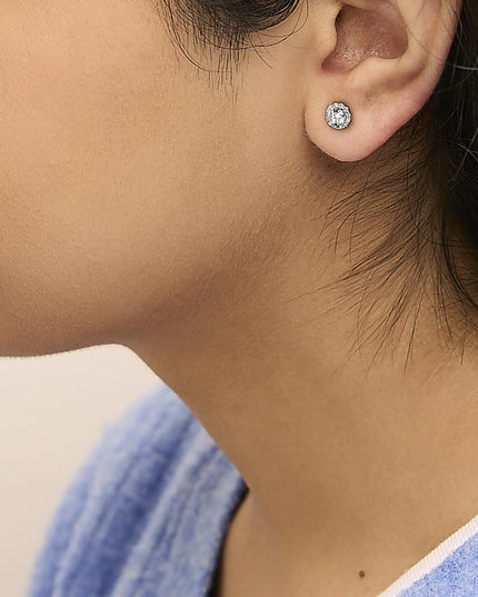 14K White Gold 1/2 Cttw Lab-Grown Diamond Halo Stud Earring (F-G Color, VS1-VS2 Clarity)