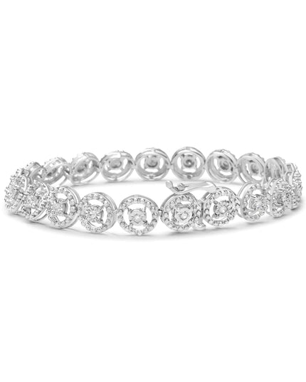 .925 Sterling Silver 1/2 Cttw Diamond Nested Circle Miracle Set Open Wheel 7" Fashion Link Bracelet (I-J Color, I3 Clarity)
