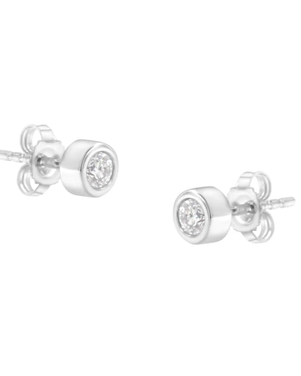 10K Gold 1/4 Cttw Round Brilliant-Cut Near Colorless Diamond Bezel-Set Stud Earrings (H-I Color, I1-I2 Clarity)