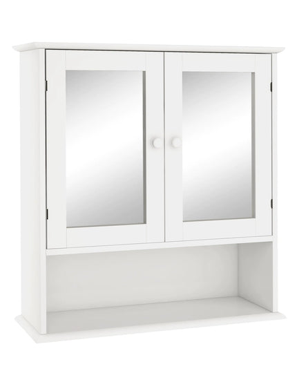 Wall Cabinet With Double Mirror Doors & Shelves