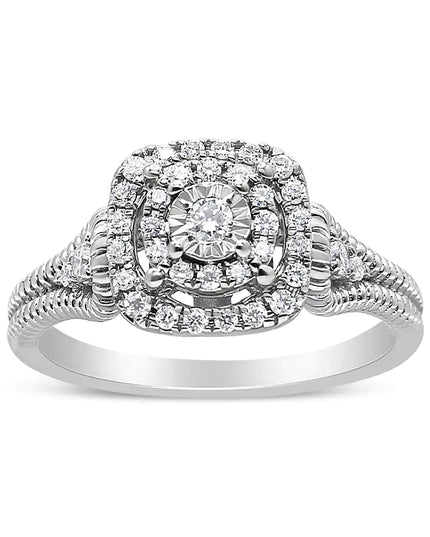 .925 Sterling Silver 1/3 Cttw Miracle Set Round-Cut Diamond Cocktail Ring (H-I Color, I1-I2 Clarity)