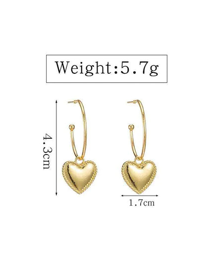 Gold Heart Drop Earrings