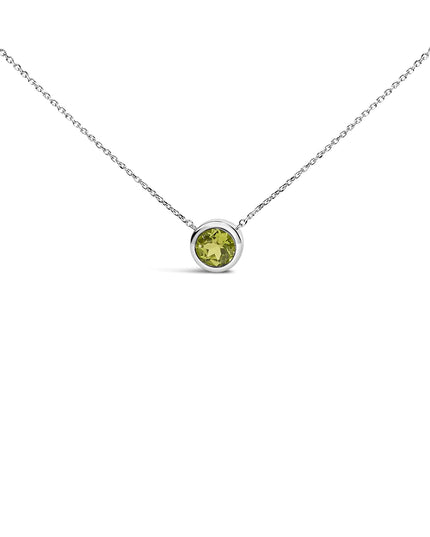 .925 Sterling Silver 7MM Bezel Set Created Purple Amethyst Pendant Necklace - 18" Inches