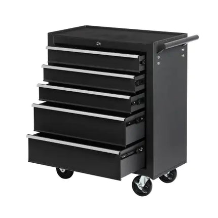 5-drawer Tool Chest With Lock, Wheels, Cushion, Liners - Garage Organizer