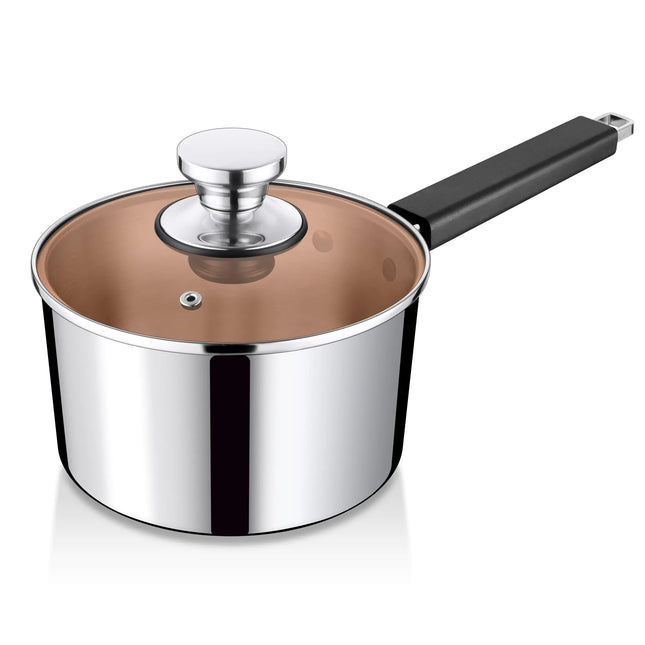 Teamfar 3QT Stainless Steel Tri-ply Saucepan With Lid