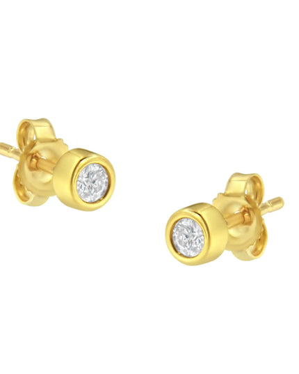 10K Gold 0.15 Cttw Round Brilliant-Cut Near Colorless Diamond Bezel-Set Stud Earrings (H-I Color, I1-I2 Clarity)