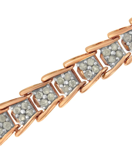 .925 Sterling Silver 2.0 Cttw Diamond Fan-Shaped Fancy Chevron Link Tennis Bracelet (I-J Color, I3 Clarity) - 7"
