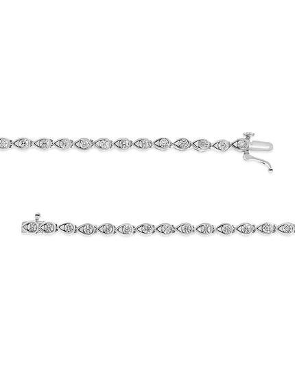 .925 Sterling Silver 1/10 Cttw Round-Cut Diamond Pear Link 7.25" Bracelet (I-J Color, I2-I3 Clarity)