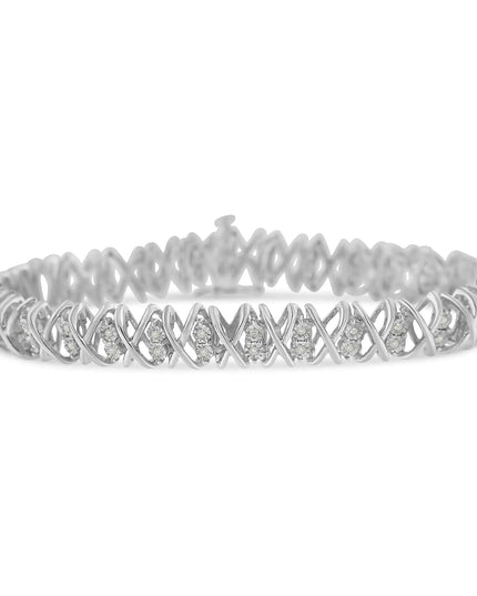 Sterling Silver rose-cut Diamond X-Link Bracelet (1 cttw, I-J Color, I2-I3 Clarity)