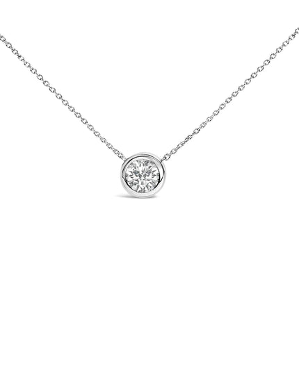.925 Sterling Silver 7MM Bezel Set Created Purple Amethyst Pendant Necklace - 18" Inches