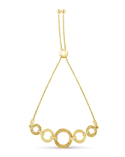 10K Yellow Gold over .925 Sterling Silver Diamond Accented Graduated Infinity Open Circle 6”-9” Adjustable Bolo Bracelet (H-I Color, I2-I3 Clarity)