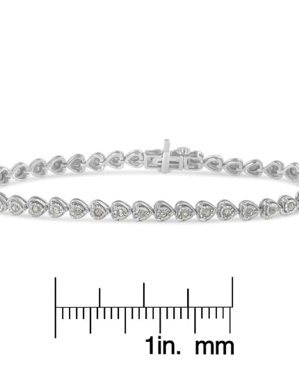 .925 Sterling Silver 1.0 Cttw Miracle Set Diamond Heart-Link 7" Tennis Bracelet (I-J Color, I2-I3 Clarity)