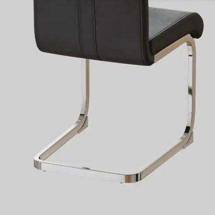 Set of 2 Modern Faux Leather Dining Chairs – High Back Upholstered Side Chairs with C-Shaped Metal Legs for Dining Room, Kitchen, or Office