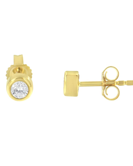 10K Gold 1/5 Cttw Round Brilliant-Cut Near Colorless Diamond Bezel-Set Stud Earrings (H-I Color, I1-I2 Clarity)