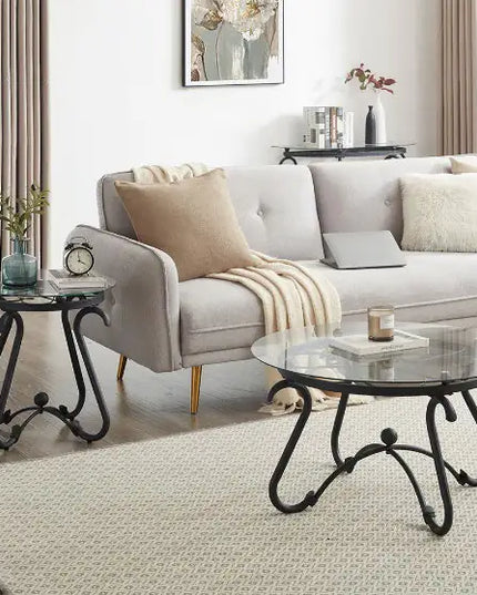 2-piece Coffee Table Set, Tempered Glass Surface