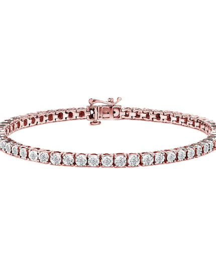 .925 Sterling Silver 1.0 Cttw Miracle-Set Diamond Round Faceted Bezel Tennis Bracelet (I-J Color, I3 Clarity)