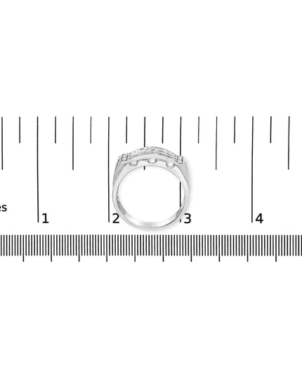 .925 Sterling Silver 1/4 Cttw Diamond Three Row Channel Band Ring (I-J Color, I3 Clarity) - Size 10