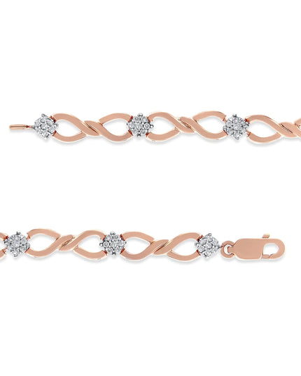 10K Rose Gold Plated .925 Sterling Silver 1/2 Cttw Diamond Infinity Link Tennis Bracelet (H-I Color, I2-I3 Clarity) -7”