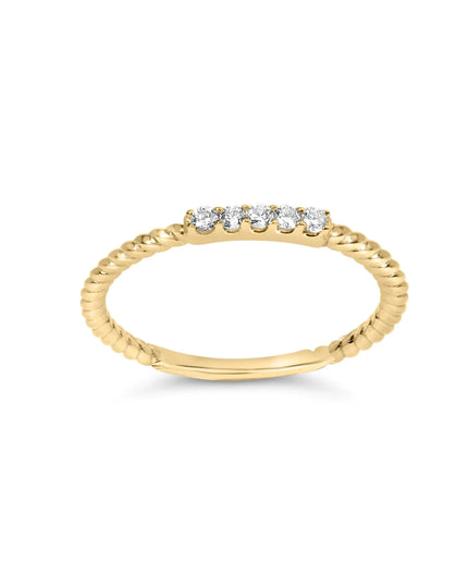 10K Yellow Gold 1/10 Cttw Diamond 5 Stone Braided Shank Band Ring (I-J Color, I2-I3 Clarity)