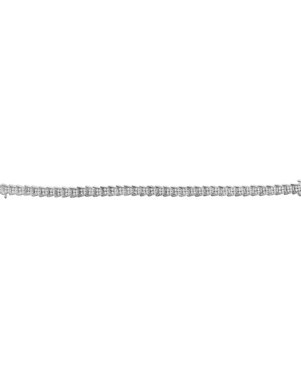 .925 Sterling Silver 2.0 Cttw Diamond Fan-Shaped Fancy Chevron Link Tennis Bracelet (I-J Color, I3 Clarity) - 7"