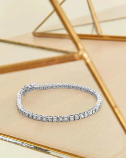 .925 Sterling Silver 1.0 Cttw Miracle-Set Diamond Round Faceted Bezel Tennis Bracelet (I-J Color, I3 Clarity)
