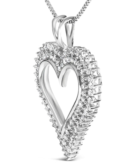 .925 Sterling Silver Diamond Heart 18" Pendant Necklace (I-J Color, I2-I3 Clarity)