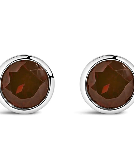 .925 Sterling Silver 6MM Bezel Set Created Gemstone Solitaire Stud Earrings