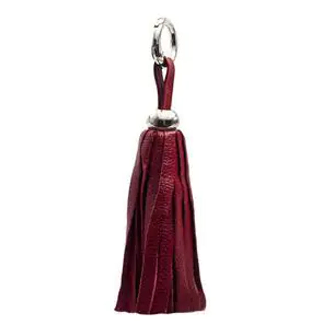 Leather Tassel - Silver/Marsala