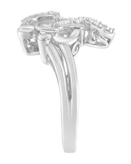 .925 Sterling Silver Diamond Heart and Music Note Ring (1/10 Cttw, H-I Color, I3 Clarity)