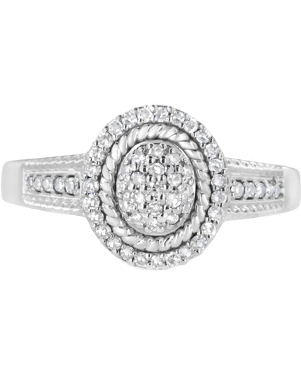 .925 Sterling Silver 1/3 Cttw Pave Set Round-Cut Diamond Braided Halo Cocktail Ring (I-J Color, I2-I3 Clarity)