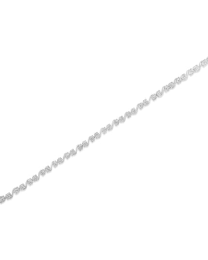 .925 Sterling Silver 1/10 Cttw Round Diamond "S" Link Miracle Plate Tennis Bracelet (I-J Color, I3 Clarity) - 7-1/4"