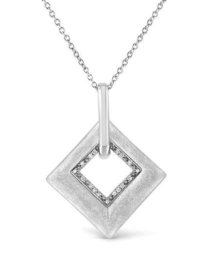 .925 Sterling Silver Pave-Set Diamond Accent Kite Shape 18" Pendant Necklace (I-J Color, I1-I2 Clarity)