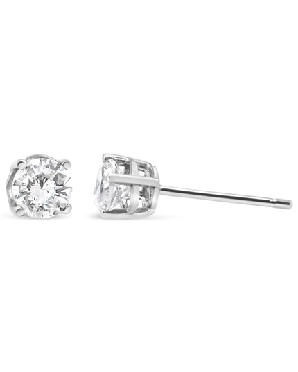 14K White Gold 3/4 Cttw Lab Grown Diamond 4-Prong Classic Stud Earrings (F-G Color, VS2-SI1 Clarity)