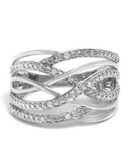 .925 Sterling Silver Diamond Accent Crossover Ring (I-J Color, I2-I3 Clarity)